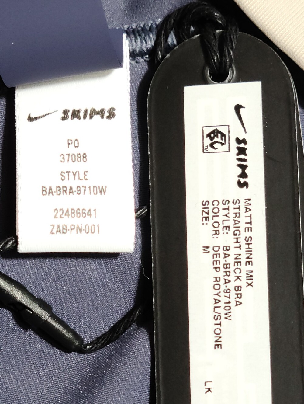 Nike SKIMS Matte Shine Mix Straight Neck Bra Deep Royal Stone Women Medium NEW - Picture 4 of 5